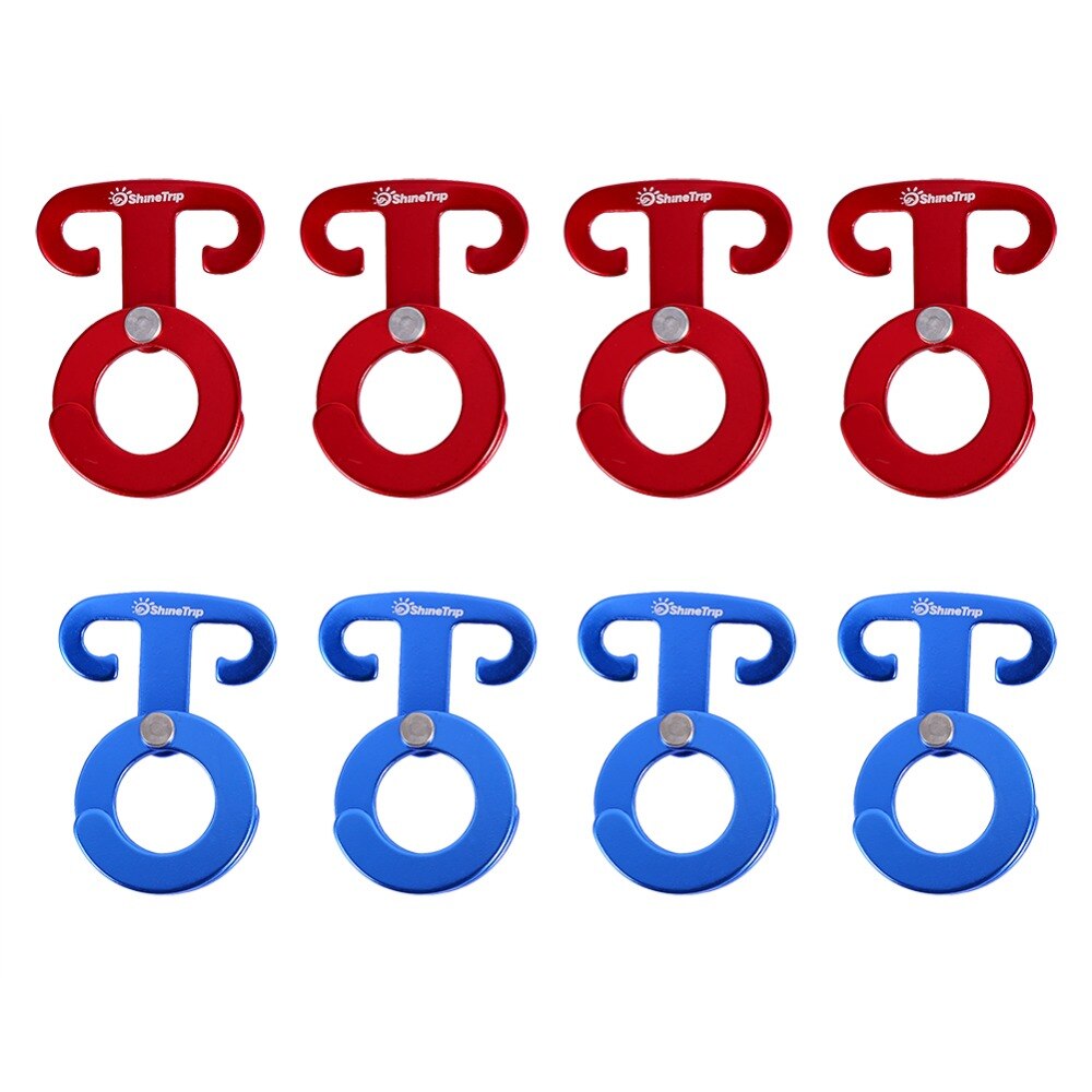 4pcs Multi Functie Alloy Aluminium Camping Tent Touw Gesp Self-vergrendeling Karabijnhaak Spanner Wind Touw Tent Stopper Hanger haak