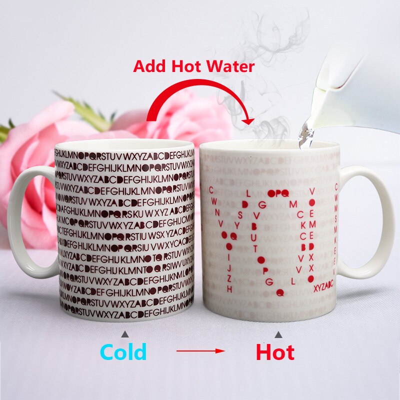 350mL Love Code Magic Mug I LOVE YOU Temperature Changing Cup Heat Sensitive Cup Coffee Tea Milk Mug Novelty