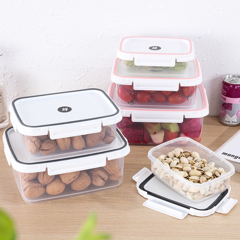 3 st/set förvaringslådor kök plast mikrovågsugn kylskåp matförvaring tätningslåda matlåda behållare