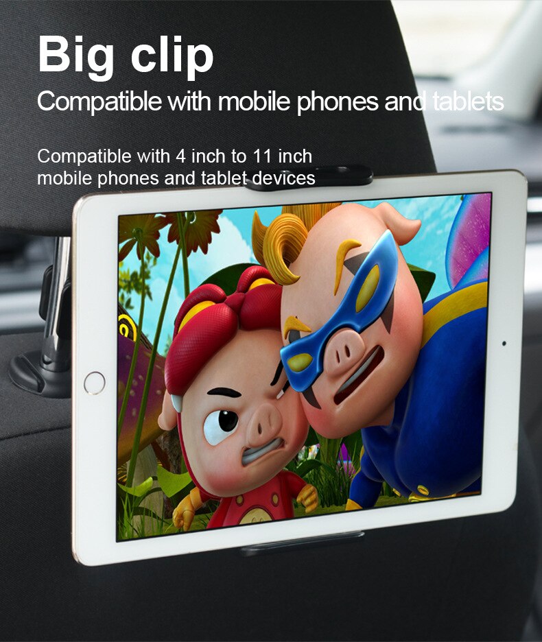 Bil tablet holder stander til ipad 2/3/4 air pro 4-11 ' telefon universal stander beslag bagsæde bil montering mount 360 rotation