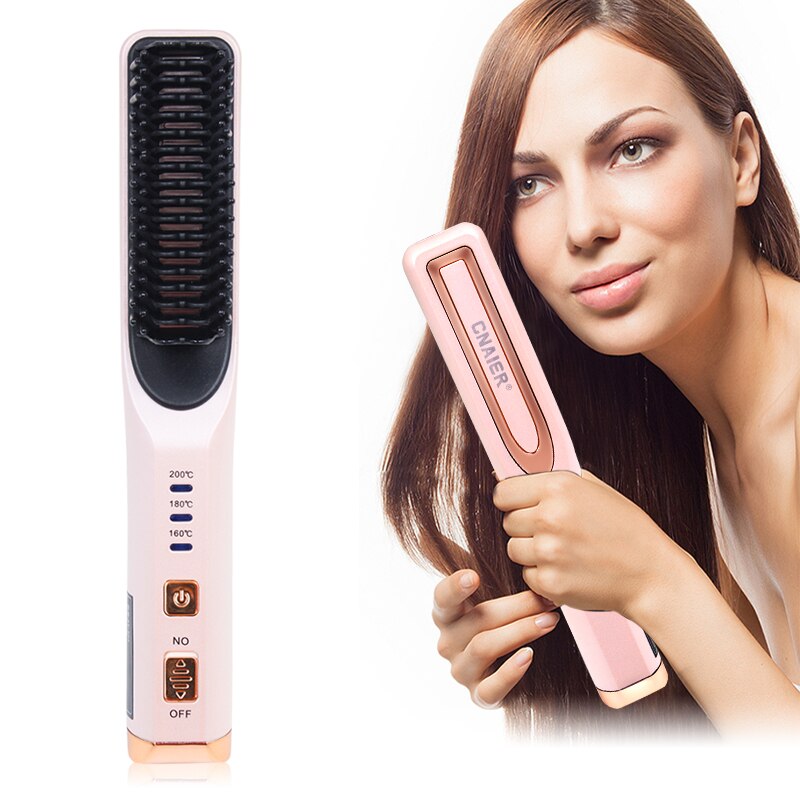 Wireless Men Quick Beard Straightener Styler Comb Multifunctional Cordless USB Hair Straightening Brush MCH Heating Brush