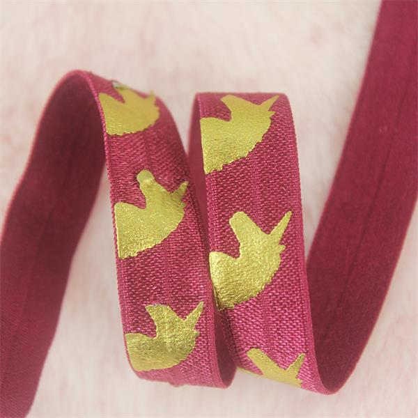 20 Yards 16Mm Foliedruk Eenhoorn Elastische Lint Vouw Over Stretch Webbing Diy Haar Boog Band Naaibenodigdheden Tape: red