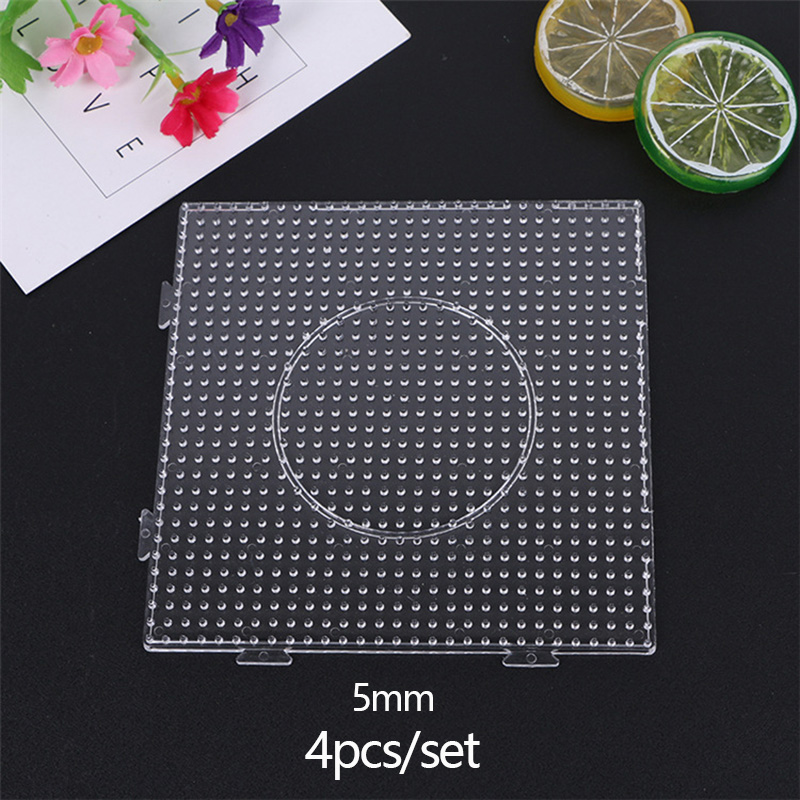 4PCS 2.6mm/5mm Fuse Beads Transparent Big Square Pegboards Ironing Beads Boards DIY Material Template Melting Beads Pegboard: black