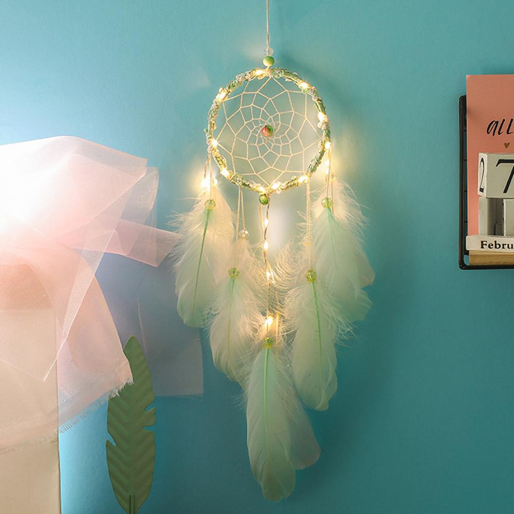Wakan tanka dream catcher med led lys tilståelse ballon dreamcatcher vedhæng flettet vindklokkeslæt hængende dekor