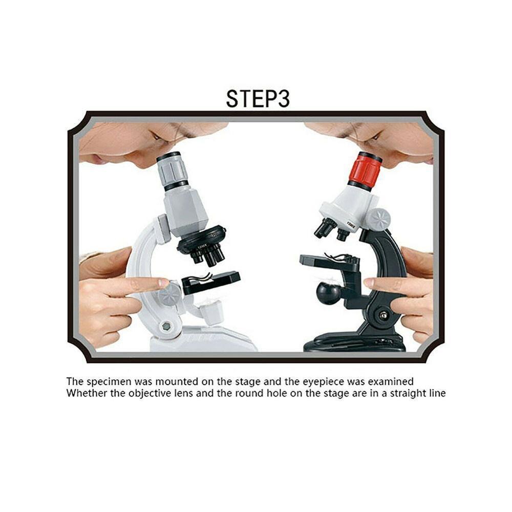 Children's Microscope Science Kit Plastic Beginner Kit 400X 100X Children's Science 1200X Magnification LED Toys Microscope E5B4