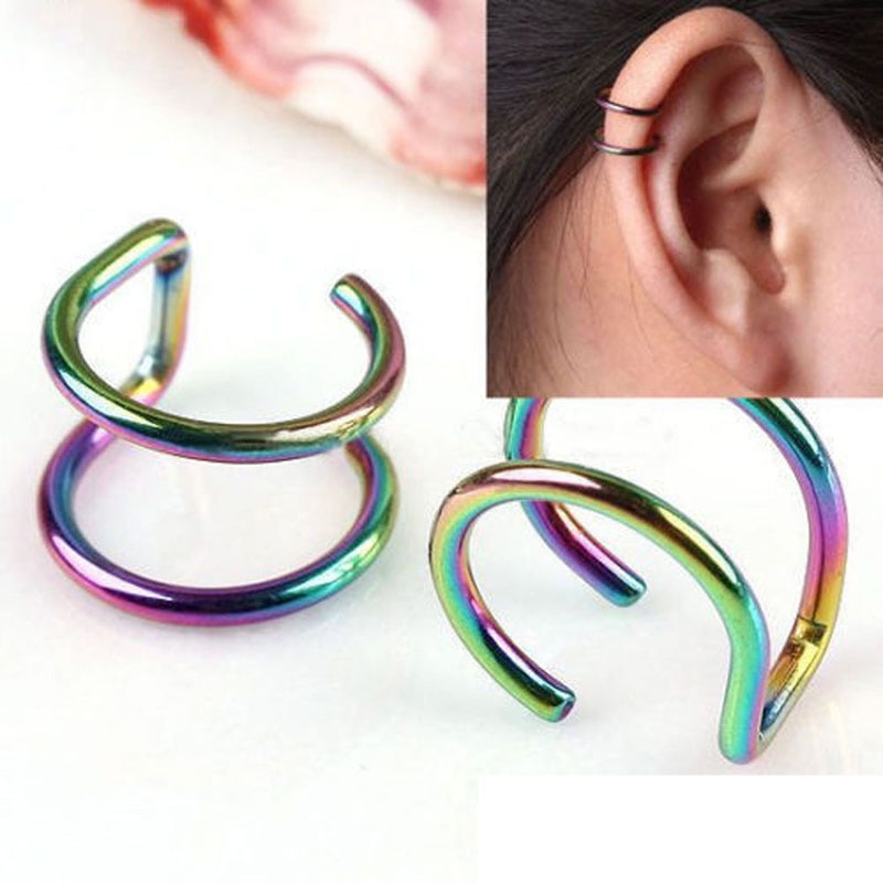 2 Pcs/set Punk Simple Ear Clip Cuff Wrap Earrings For Women Jewelry Clip-on Earrings Non-piercing Ear Cuff Eardrop