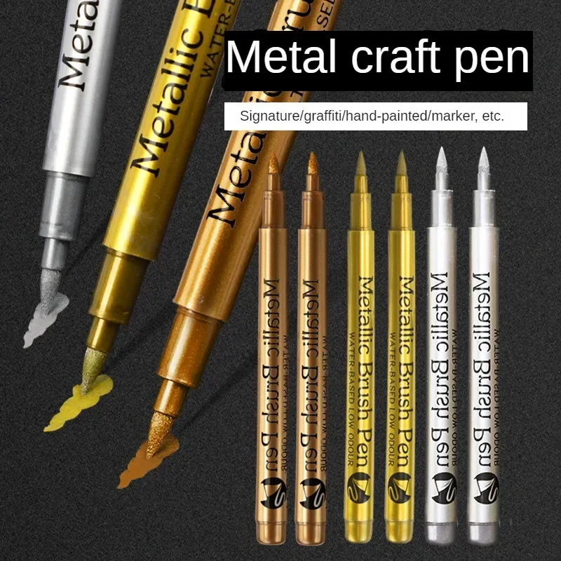 Rotulador metálico resistente al agua, rotulador permanente dorado, plateado, cobre, marcador de pintura artística para manualidades, suministros de arte para álbumes de recortes