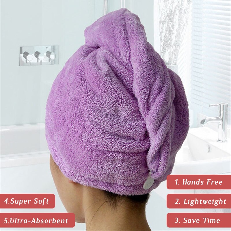 Womenmicrofiber badehåndklæde hår tør hurtigtørrende lady badehåndklæde blødt brusebad til kvinde mand turban hoved wrap badeværktøj