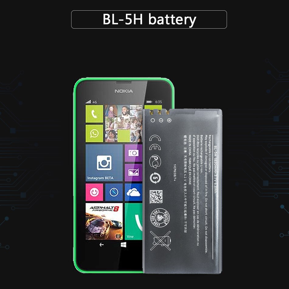 Batterij BL-5H Voor Nokia Lumia 630 38 635 636 Lumia630 RM-977 RM-978 BL5H Bl 5H Mobiele Telefoon Vervangende Batterij