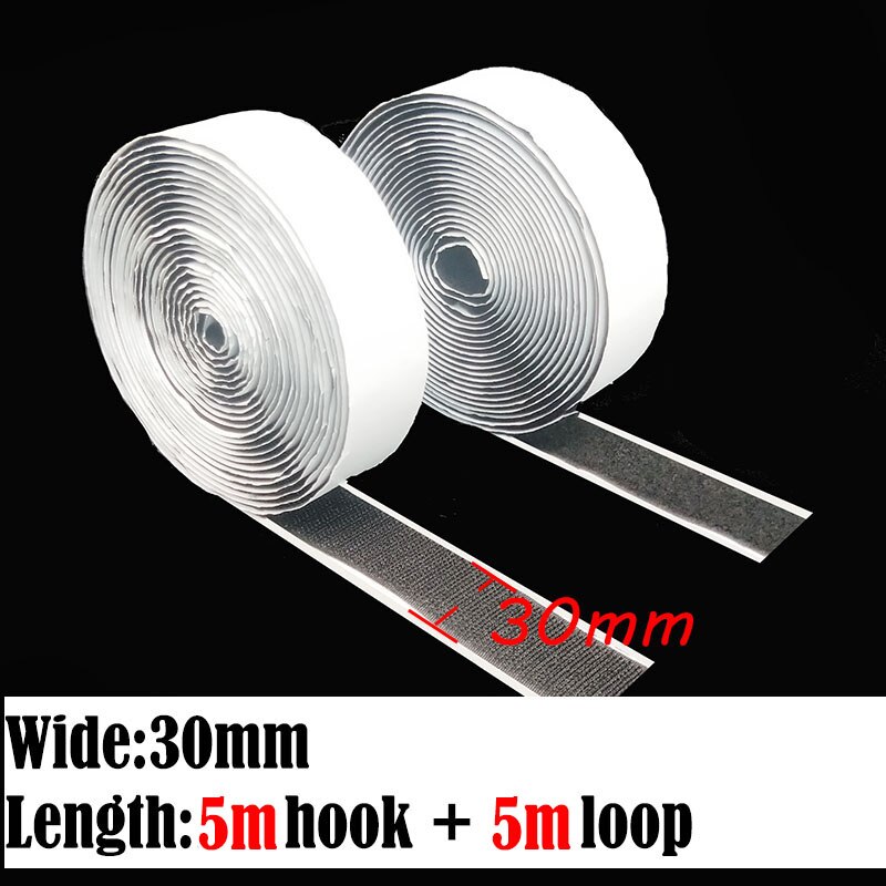 5 Meters/roll self-adhesive velcros hook and loop fastener tape adhesive velcros magic strap sticker velcros adhesive Glue DIY: 30mm 5m hook  loop