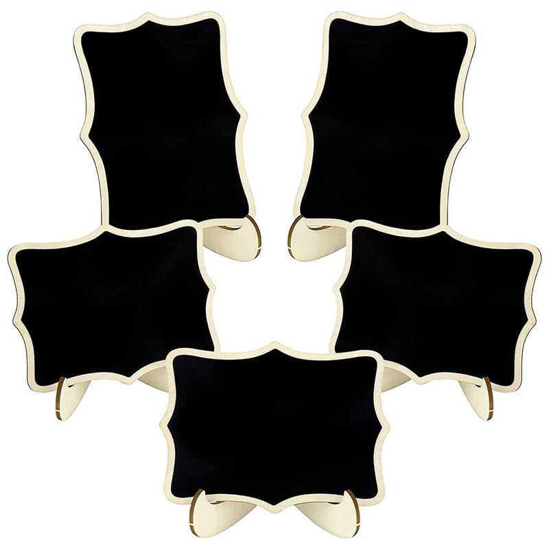Mini Chalkboard Signs with Easels Stand 25 Pack, Wood Small Rectangle Chalkboards for Food Labels, Table Numbers