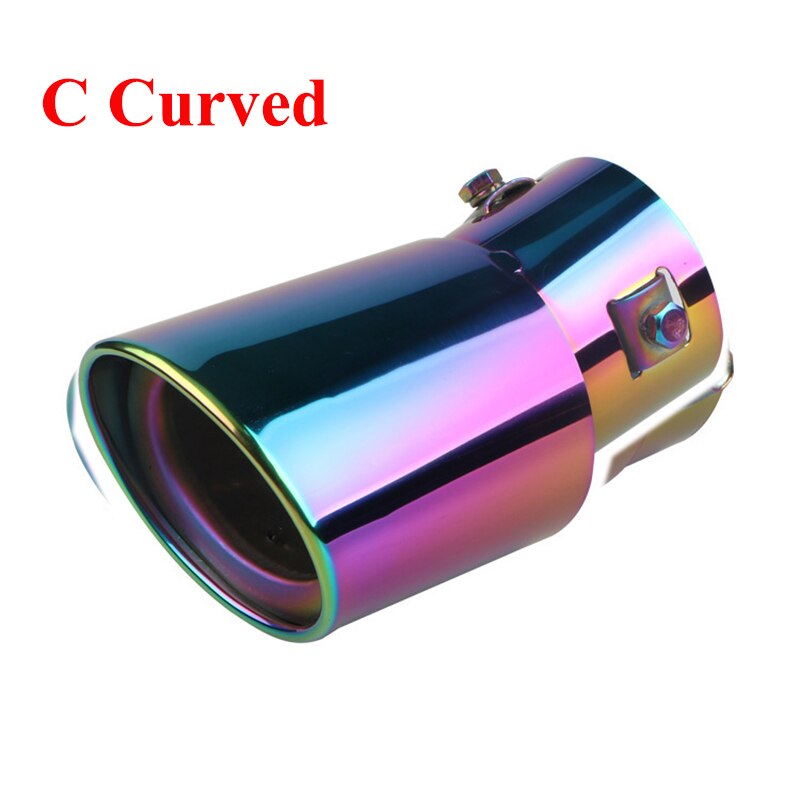 63Mm Auto Omgebouwd Uitlaat Tail Tip Pipe Enkele Outlet Keel Auto Universele Rvs Ronde Pijp Uitlaat Demper: C Curved