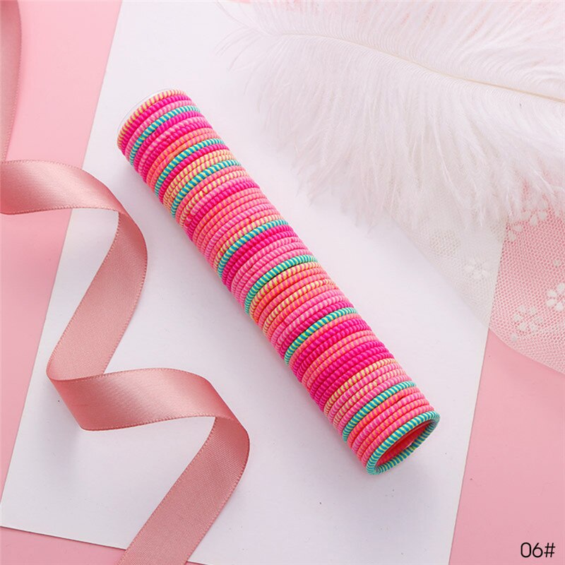 50 Stks/partij 3 Cm Vrouwen Meisjes Elastische Haarband Kleurrijke Hair Ties Touwen Scrunchy Paardenstaart Rubberbands Tie Gum Accesorios: 06