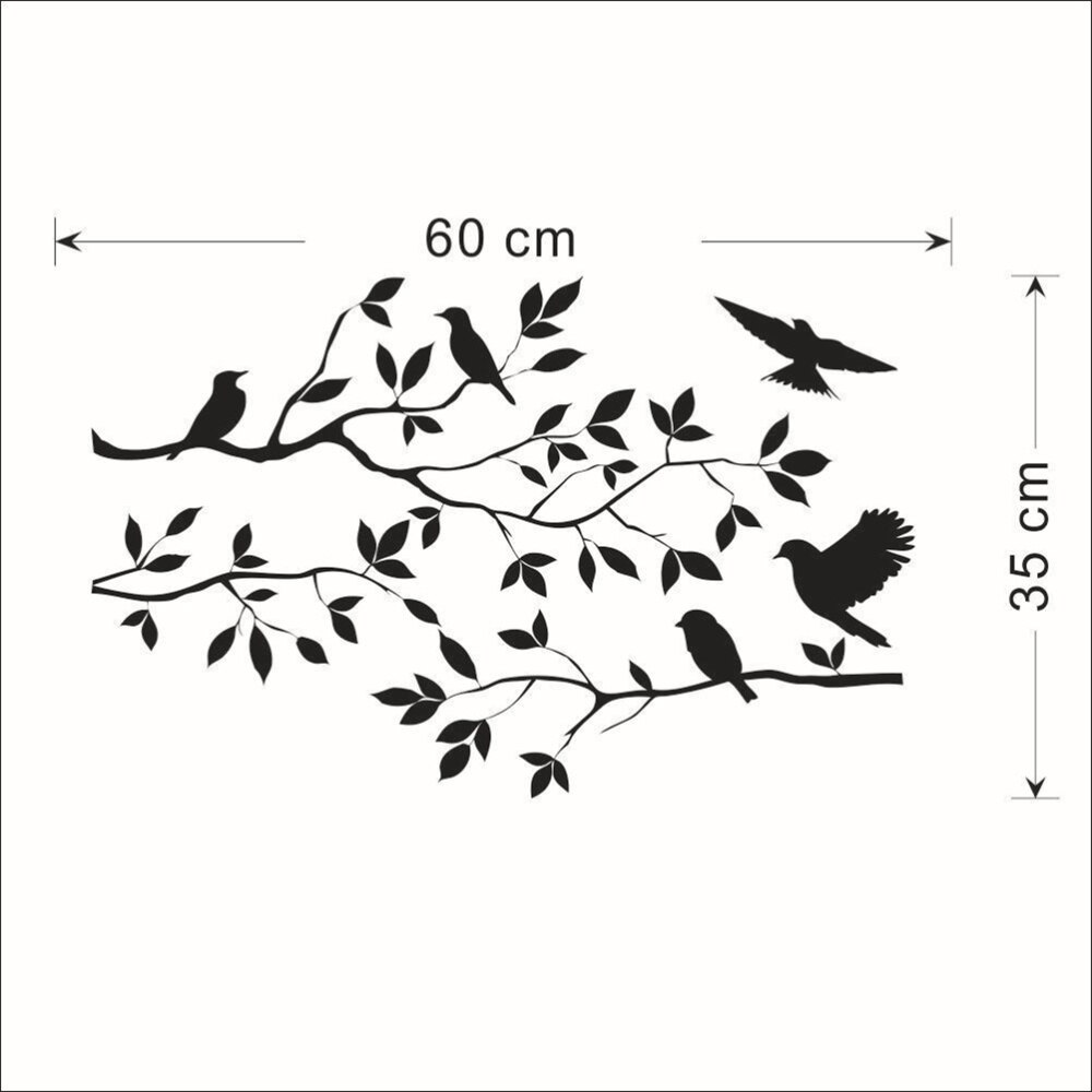 Tree Branch Birds Wall Sticker Vinyl Removable Art Wall Decals for Living Room TV Sofa Background Decoration