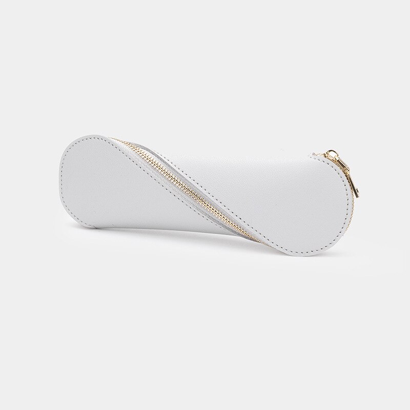 Astuccio per matite in pelle PU di moda con cerniera piccola custodia per trucco sottile porta penne sottile portamonete: Grey