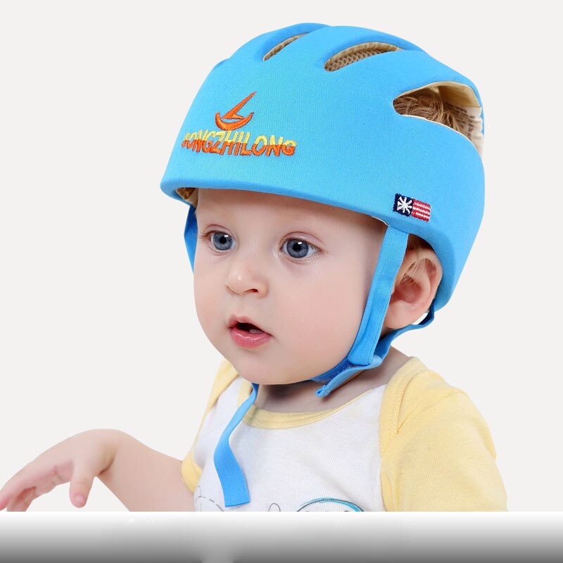 Baby Helm Hoed Baby Hoofd Bescherming Kids Walk Anti-Collision Katoen Mesh Zachte Verstelbare Kinderen Peuter Cap Jongen meisje: Blue