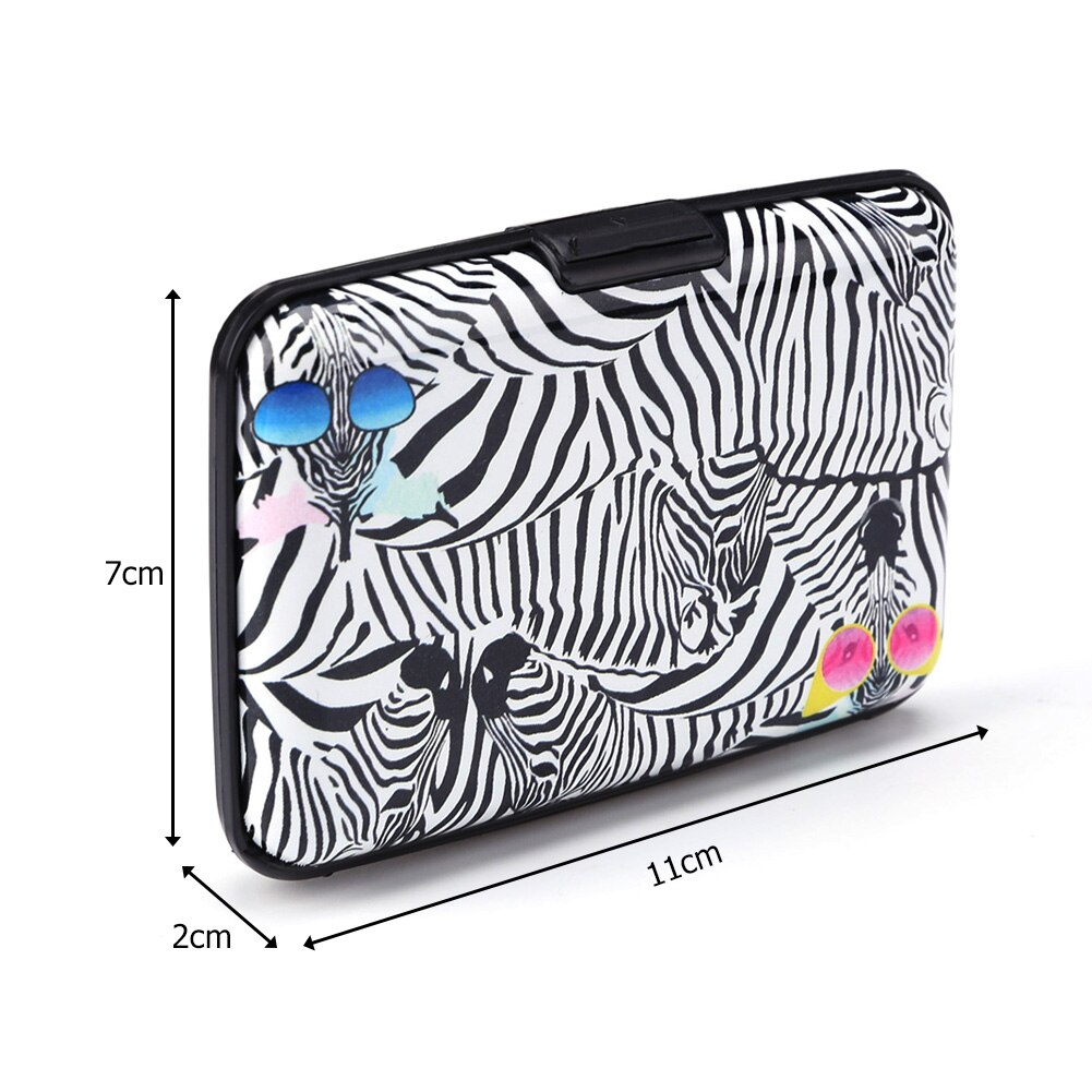 Mode Creditcard Zak Houder Rfid Aluminium Zebra Dier Patroon Portemonnee Vrouwen Mannen Metalen Business Bank Card Protector Case Purse