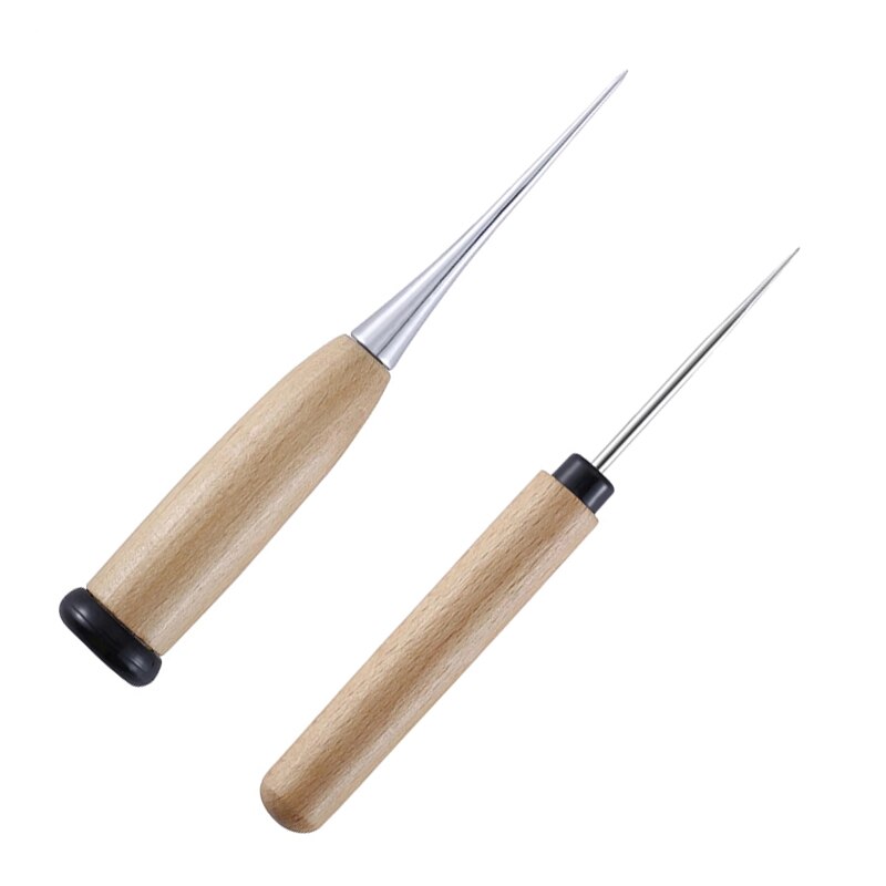 Nonvor Leather Awl Wooden Handle Sewing Awl Canvas Leather Tent Shoes Sewing Awl Leather Craft for Leather Hole Punch Stitching