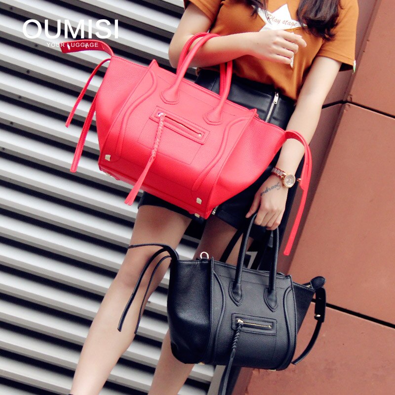 Bolso trapecio de alas de estilo a la , bolso de mujer de gran capacidad, bolso sonriente de superior