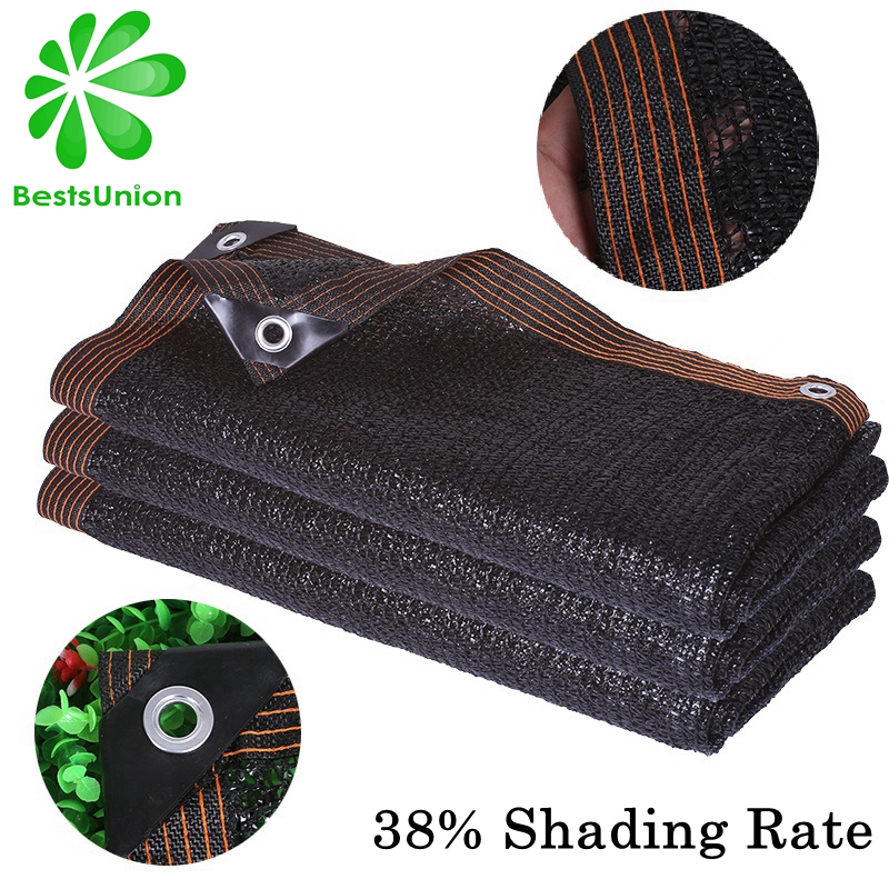 Black Sun Shade Net 38% Shading Rate Sun Shelter Home Garden Succulent Plants Awnings Free Rope