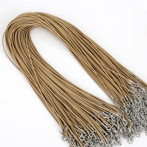 10 sztuk/partia skórzane łańcuchy bransoletka zawieszki charms z karabińczyk dla DIY komponenty do wyrobu biżuterii sznurek 1.5mm: Light Brown