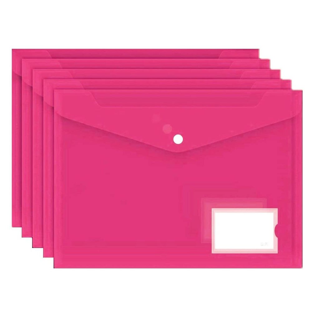 5Pcs A5 Poly Envelop Map Met Drukknoop Clear Waterdichte Plastic Document Protector Voor School Home Office Organisatie: A5-Rose