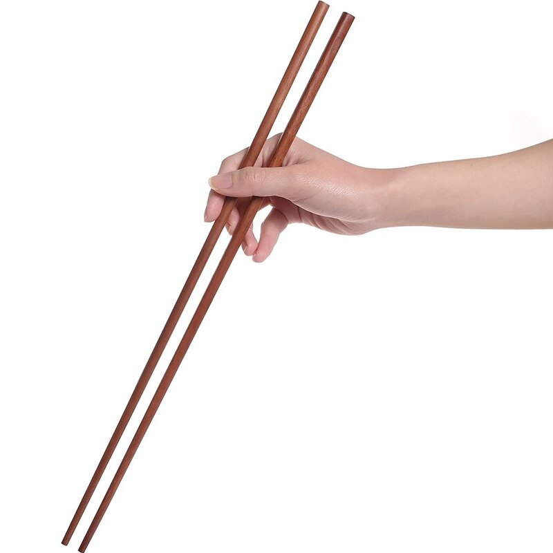 6 Pairs Kitchen Cooking Chopsticks Super Long Lacquered-Free Wax-Free Red Sandalwood Fried Chopsticks Noodle Chopsticks