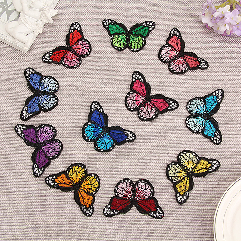 2X Embroidery Butterfly Sew On Patch Badge Embroidered Fabric Clothing Embroided Sticker Repair