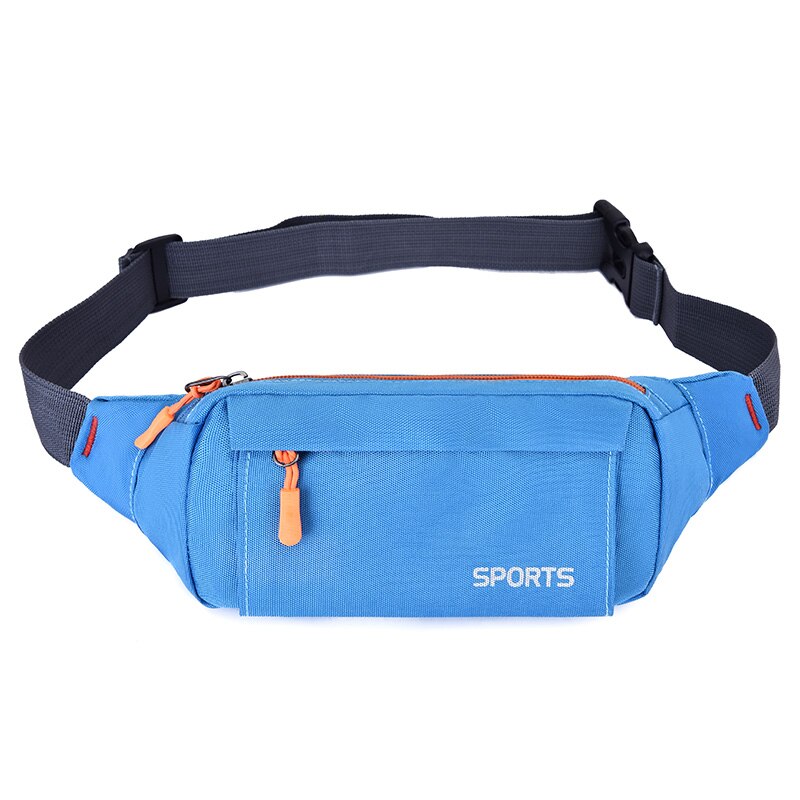 Riñonera impermeable para correr para mujer, soporte para teléfono móvil, bolsa de viaje para gimnasio y Fitness, bolsos de pecho con cinturón: Azul cielo