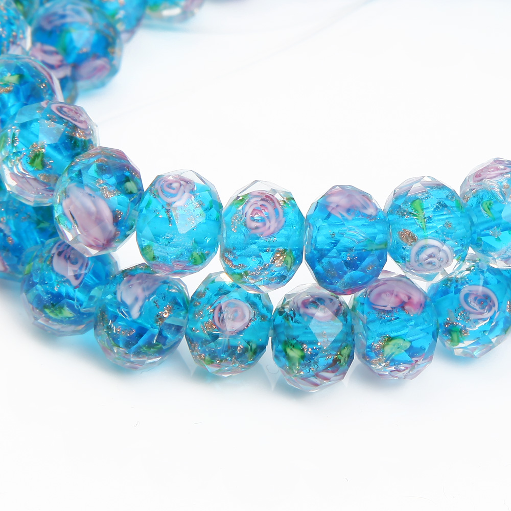 8/10mm Murano Glass Lampwork Beads for Jewelry Making Necklace Diy Bracelet Rondelle Faceted Flower Beads Accessories Supplies: Brown / other