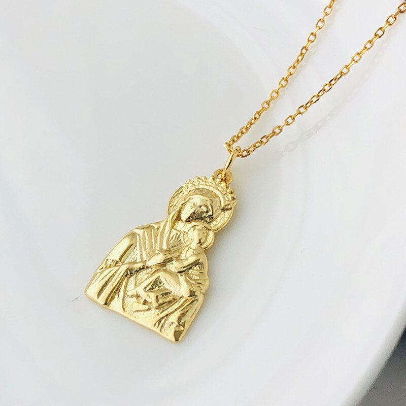 S'steel Moeder Van God Hanger 925 Sterling Zilver Voor Vrouwen Mannen Figuur Trendy Goud Zonder Kettingen Fine Sieraden