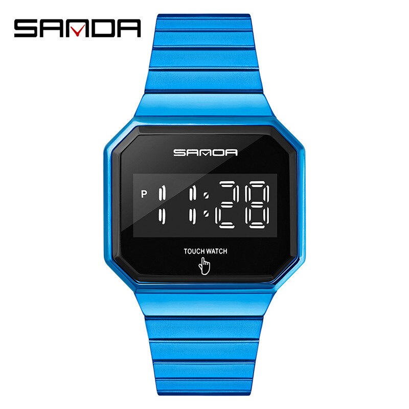 Sanda Chronograaf Countdown Waterdicht Topmerk Digitale Horloge Voor Mannen Outdoor Sport Horloge Horloge Blauw