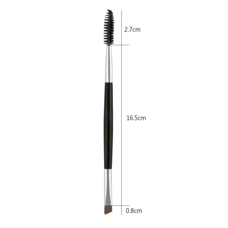 1pc Double Eyebrow Brush Wooden Handle Double-sided Eyebrow Flat Angle Bevel Brush Makeup Brush Tool
