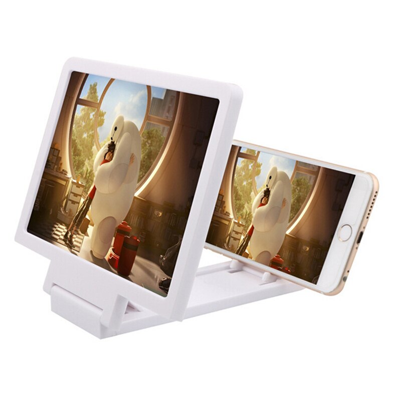 JETTING 3D écran de film agrandir loupe HD projecteur Portable support pliant lentille de téléphone Portable pour téléphones mobiles intelligents: WHITE