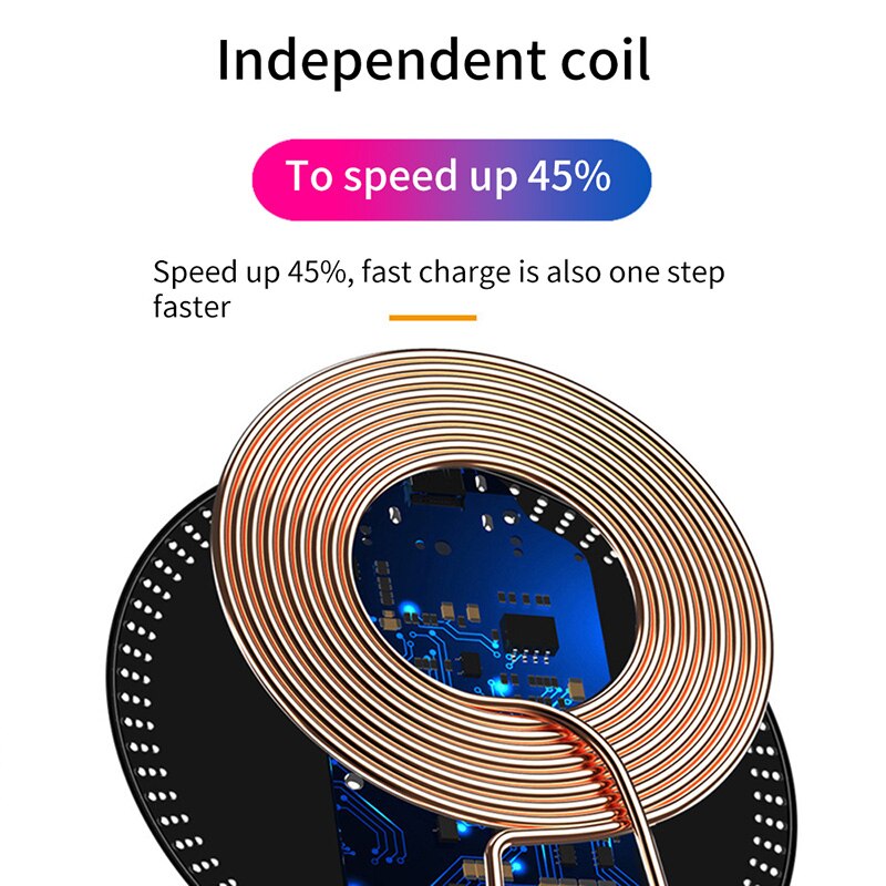 Wireless QI Fast Phone Charging Pad Charger Charging Wireless Induction Table Desktop Super Thin 7mm Thickness Charger with LED