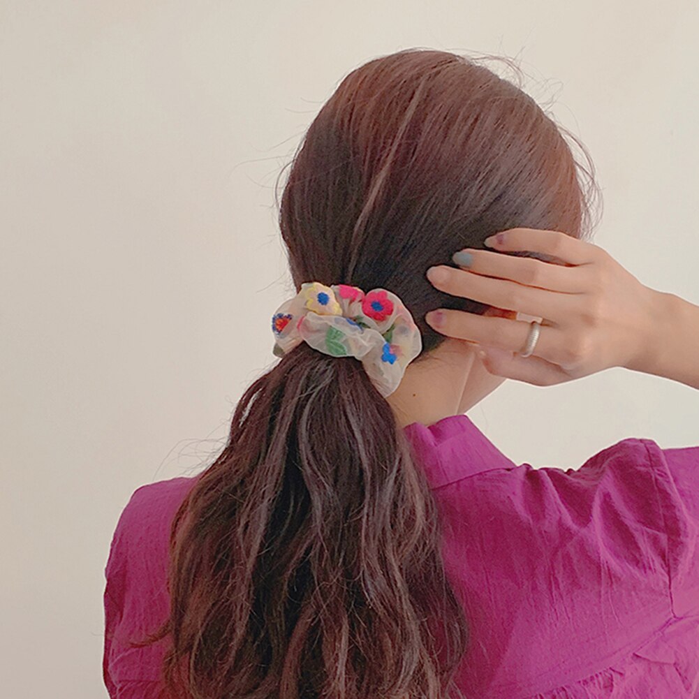 Elastiske hårbånd blomster gummibånd hår tilbehør tyggegummi til hår hestehale elastikker holder afslappet hjem hovedbeklædning