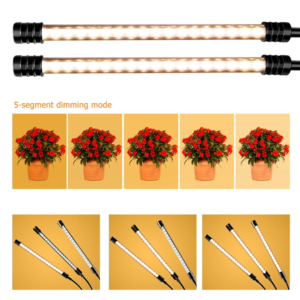 LED Plant Grow Light 5 Light Dimming Timing Flexible Clip USB Linear Seedling Lamp Full Spectrum Waterproof Plant Fill Light