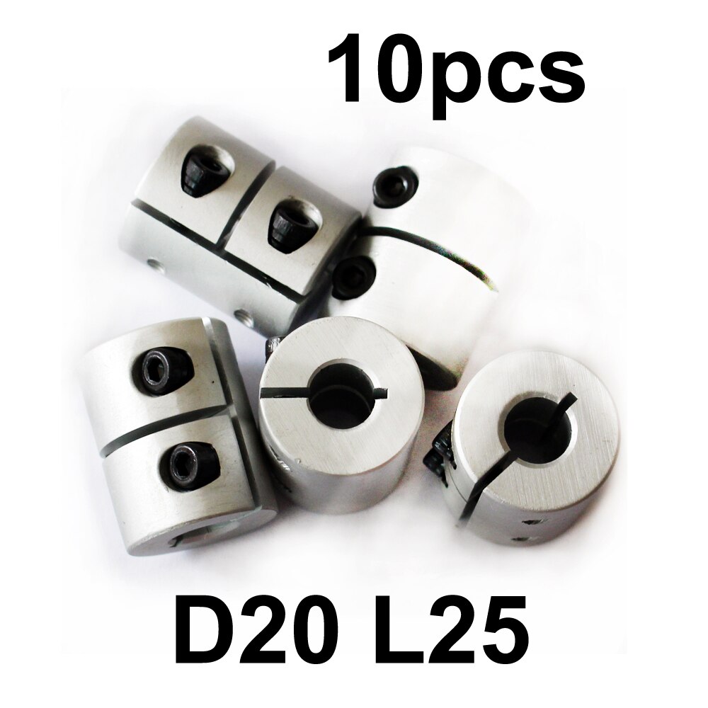 10pcs Rigid shaft coupler clamp 3mm, 4mm, 5mm, 6mm,6.35mm,7mm,8mm stepper servo motor coupling D20 L25 CNC mill for T8 lead scre