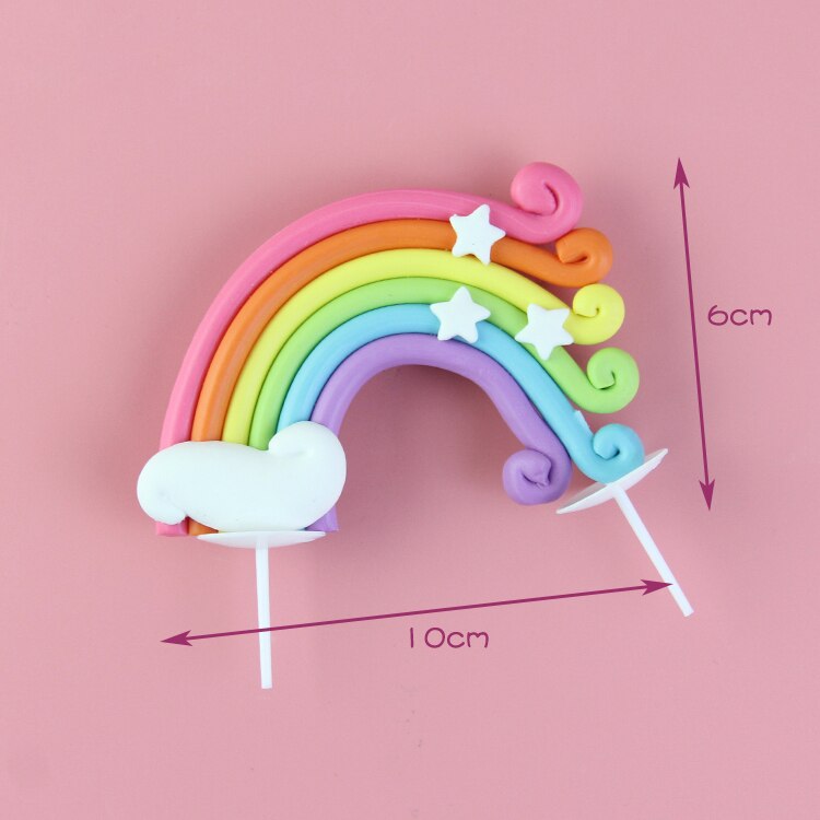 Rainbow Birthday Cake Topper Party Supplies with Rainbow Clouds Balloons Happy Birthday Cake Decorations for Rainbow Theme Party: 2