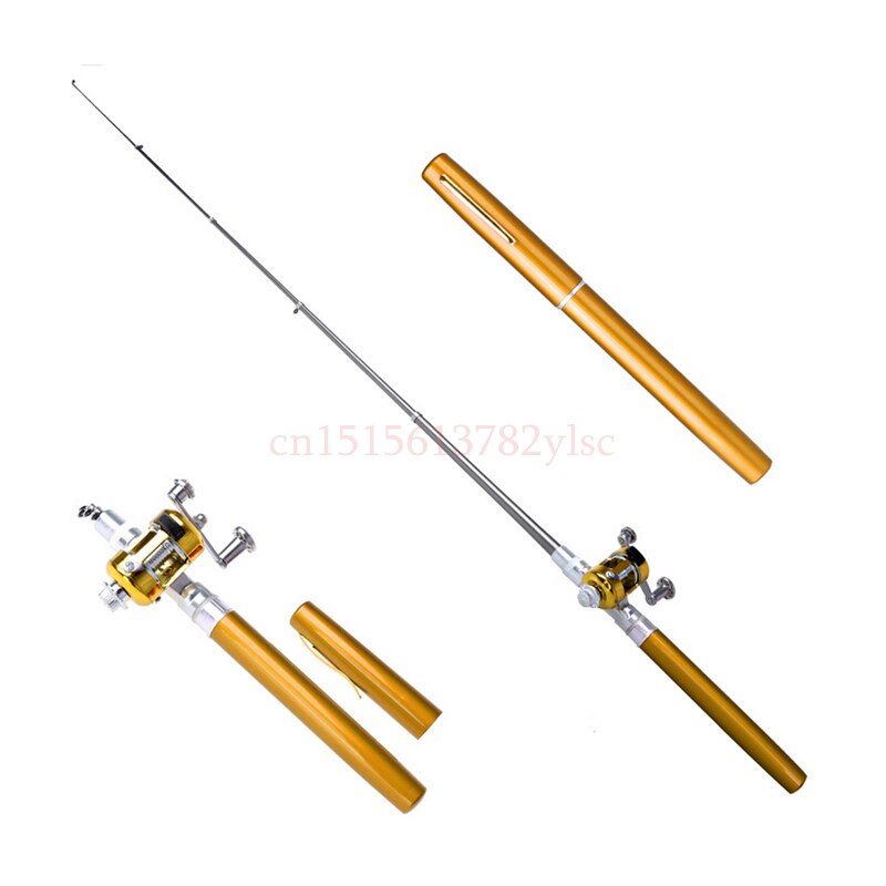 Fonoun Mini Portable Pocket Fish Pen Aluminum Alloy Fishing Rod Pole Reel Pocket Pen Fishing Rod Pole Reel Combos FL89