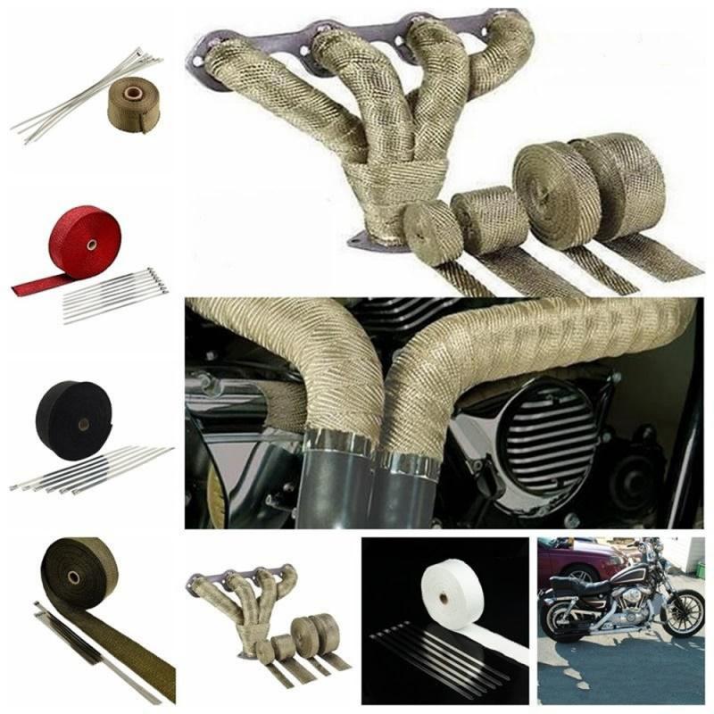 5M Motorfiets Uitlaat Thermische Tape Header Heat Wrap Manifold Isolatie Roll Slip Met Roestvrij Banden Auto Accessoires