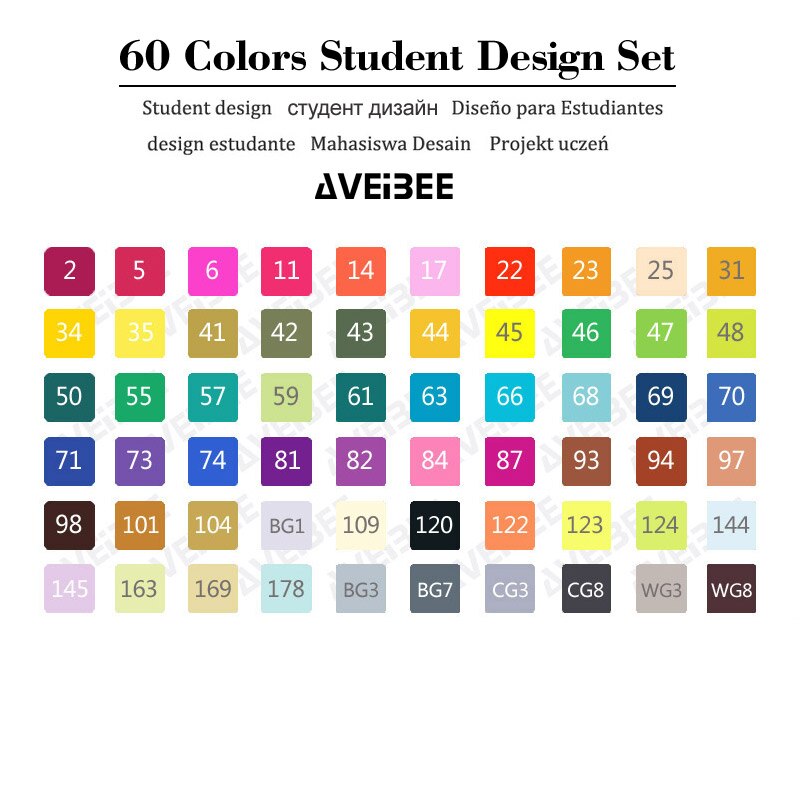 Magiska markörer set för barn 30/40/60/80/168 färg animation skiss markör två huvud ritning konst borst pennor alkoholbaserad: 60 student set