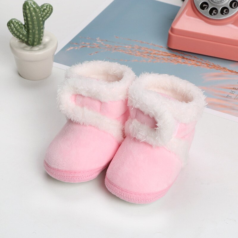 Zapatos cálidos de invierno para bebés, suéteres tejidos, botas, botín, cuna para niña, zapato para niño pequeño de 0 a 1 año: pink / 12