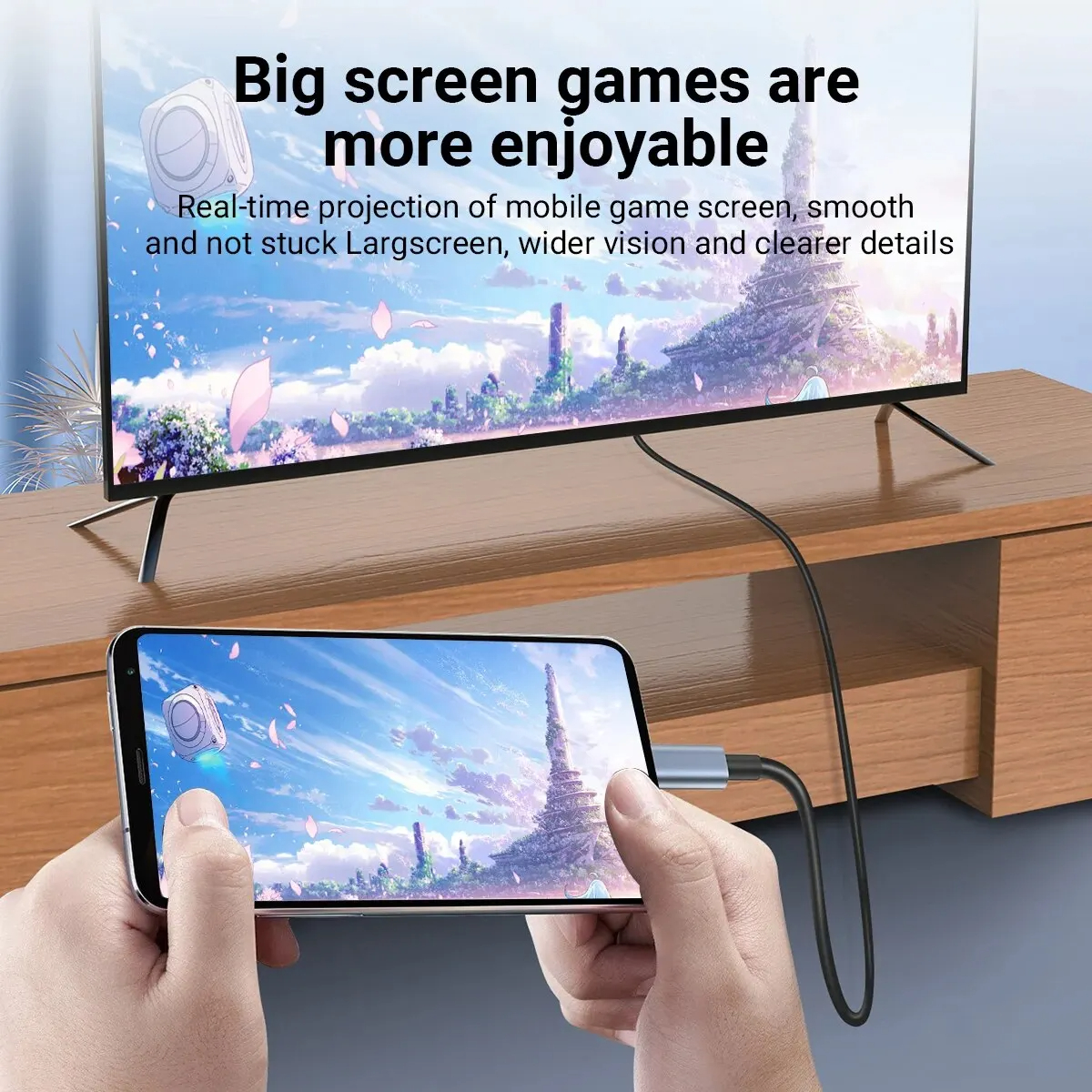 Kabel konwertujący wideo 4K 60Hz HD Type-C na HDMI, kabel do podłączenia ekranu, TV, komputera, 2 metry, oplot, kabel do projekcji na ekran