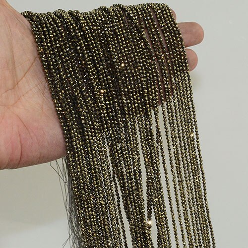 Natürliche Semi Precious Stein Kleine Faceted Runde Perlen 3mm ~ 3,5mm Big Preis: Pyrite