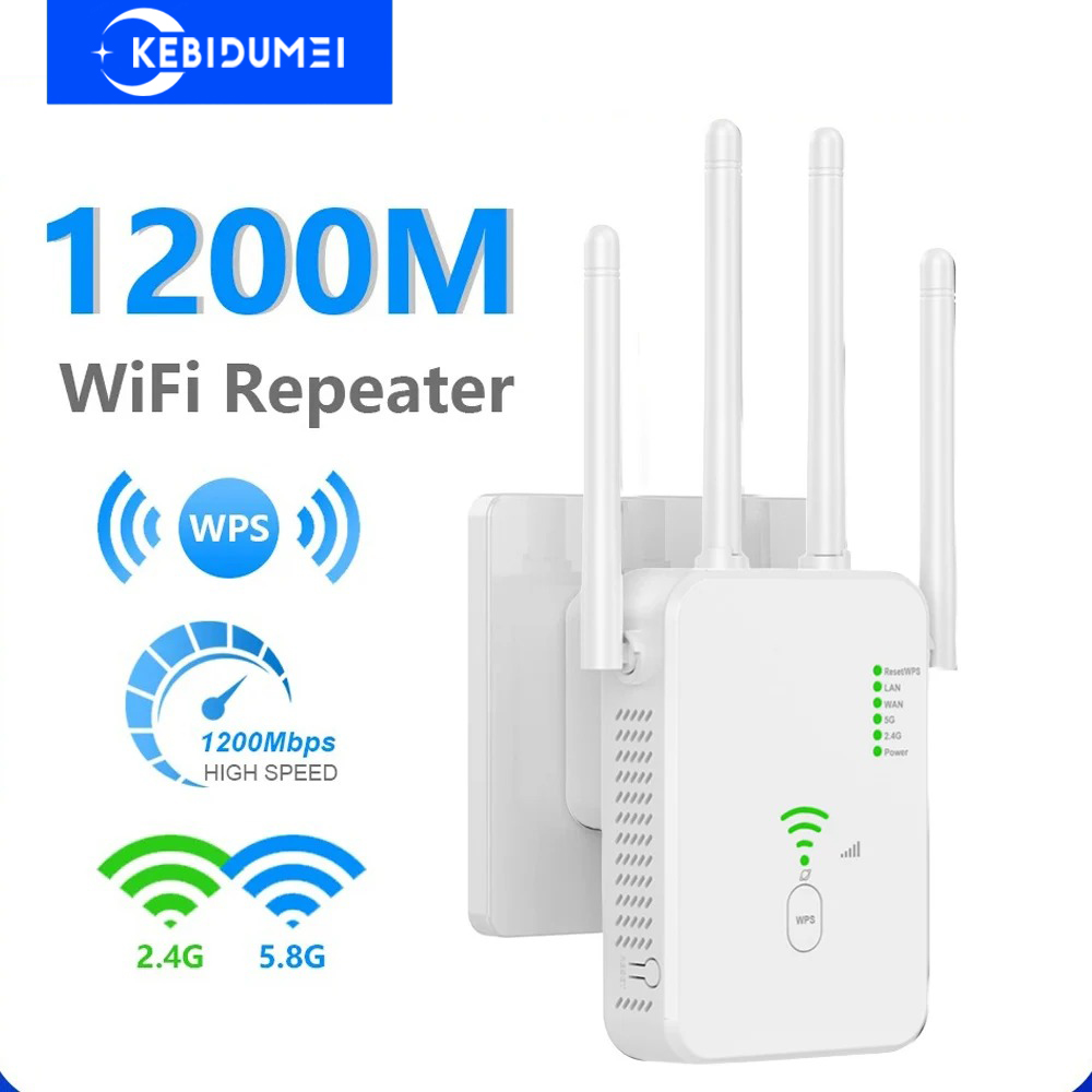 1200Mbps Wireless WiFi Repeater 2.4G 5G Dual-Band WiFi Signal Amplifier WiFi Extender Network Long Range WiFi Router Booster