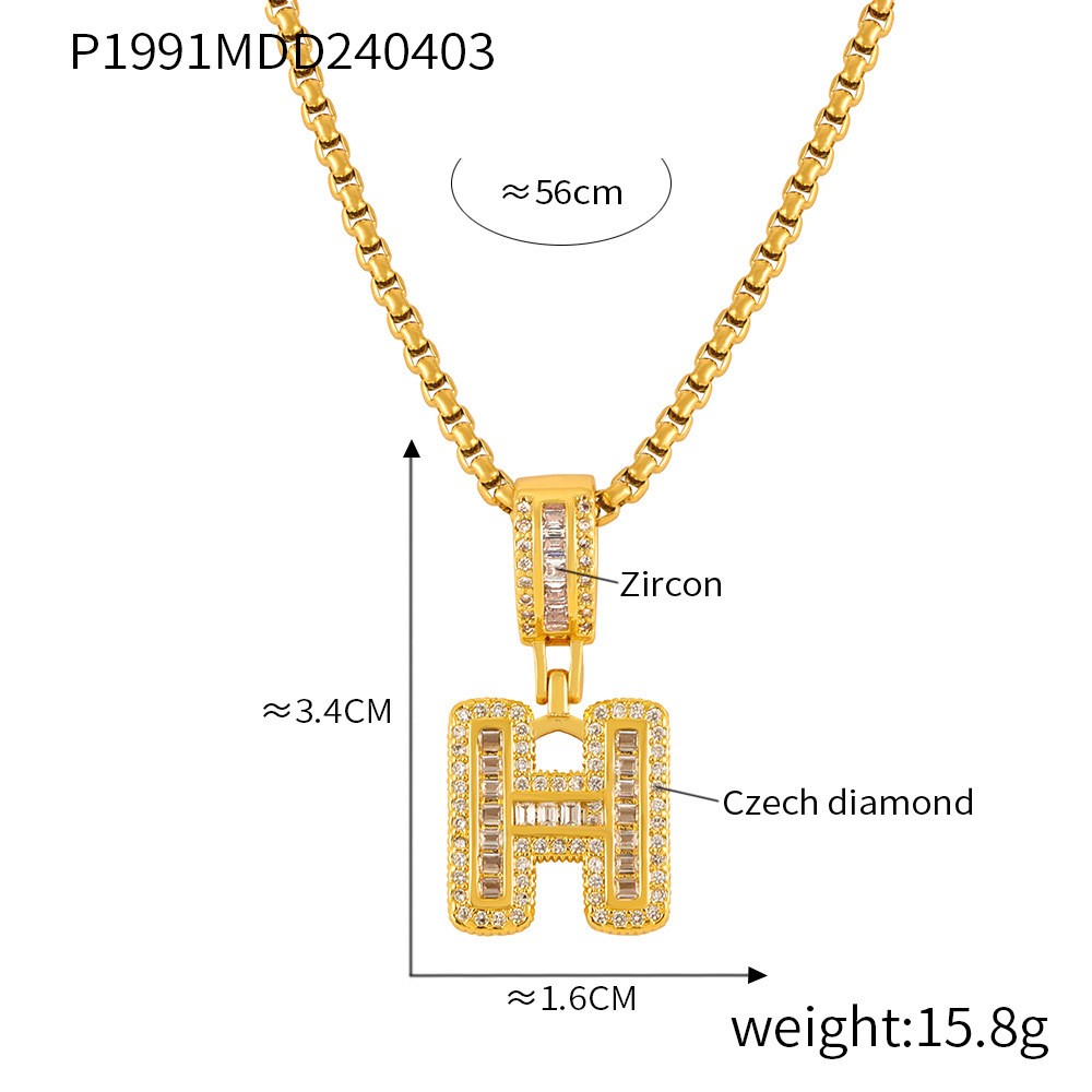 26 Letters Pendant Necklace For Women Men Unisex Stainless Steel 18K Gold Plated Waterproof Long Necklaces Couples Neck Chain: Plating Gun