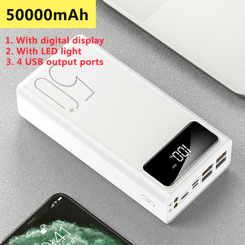 Energie Bank 50000mah Externe Batterie 2 USB QC Schnelle Ladung Powerbanks LED-anzeige Tragbare Telefon Ladegerät Für Xiaomi