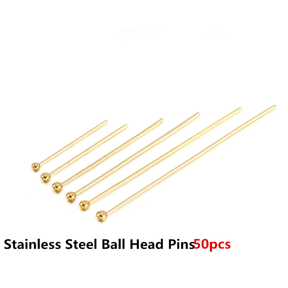 50-100pcs Stainless Steel Heads Eye Flat Head Pin Gold Silver Plated Ball Head Pins For Jewelry Findings Making Accessories: 25mm / Blue