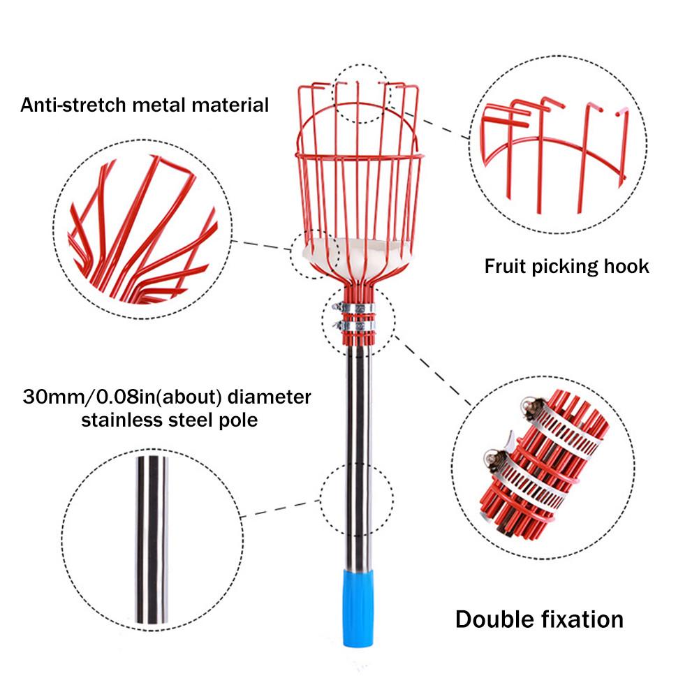 High-altitude Artifact Stainless Steel Fruit Picking Machine Wheat Field Fruit Picking Tool with Storage Bag Garden Tools
